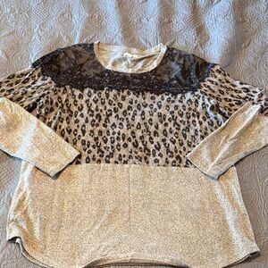 Maurices Leopard Print and Lace Top - Black and Cream
